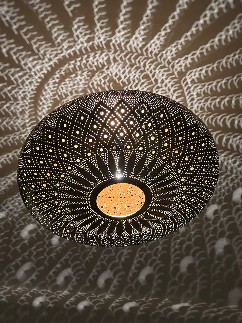Order by Size : Moroccan Handmade Brass Ceiling Pendant Light (Sadiya)