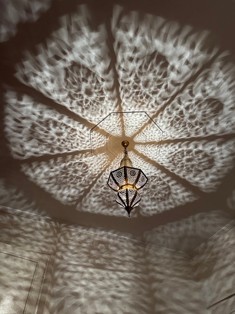 Order by Size : Moroccan Handmade Brass Ceiling Pendant Light (Izza)