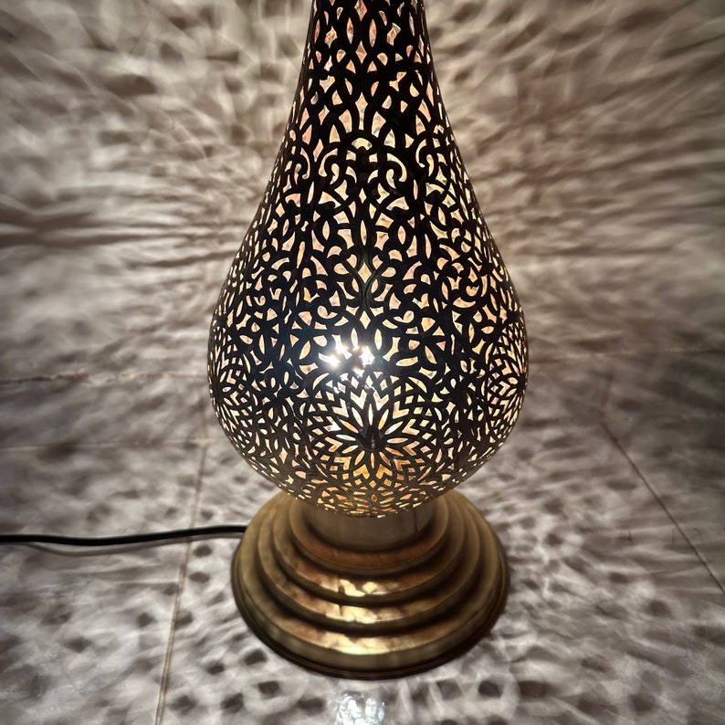 Order by Size : Moroccan Handmade Brass Table Lamp (Anoud)