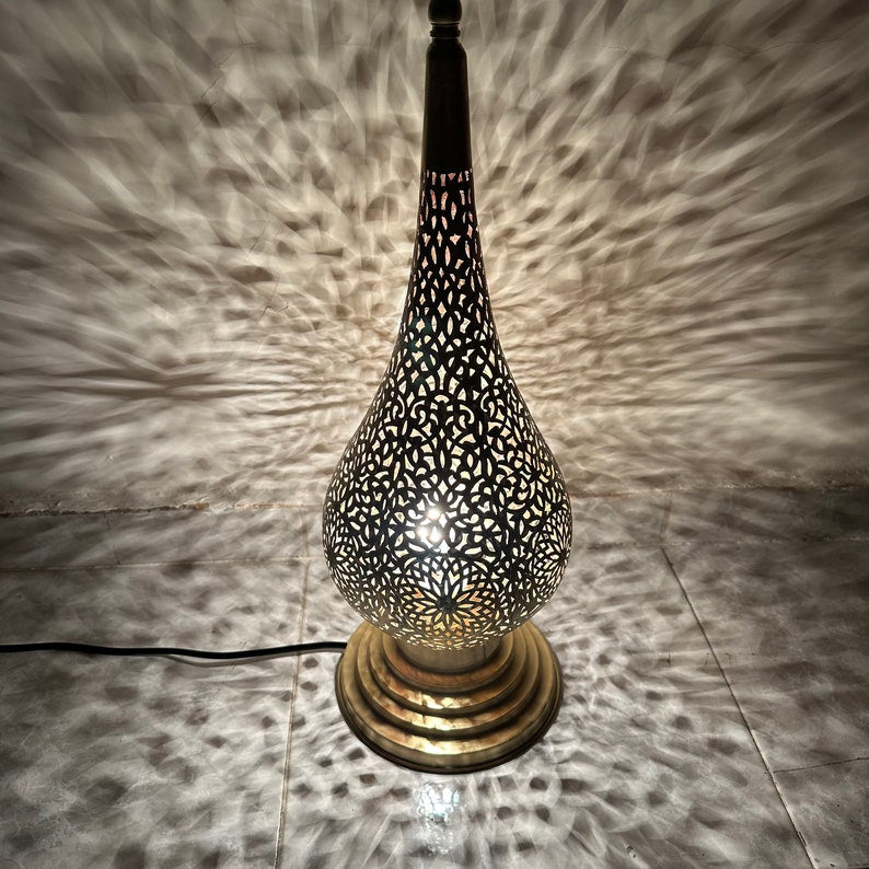 Order by Size : Moroccan Handmade Brass Table Lamp (Anoud)