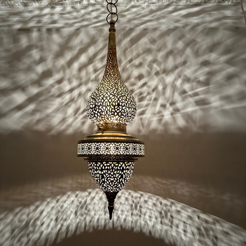 Order by Size : Moroccan Handmade Brass Ceiling Pendant Light (Tislit)