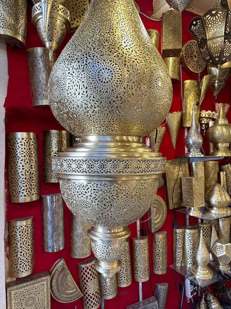 Order by Size : Moroccan Handmade Brass Ceiling Pendant Light (Laytmas)