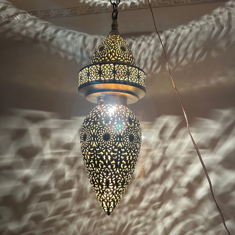Moroccan Handmade Brass Ceiling Pendant Light (Tella)