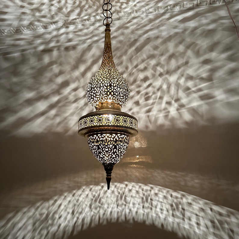 Order by Size : Moroccan Handmade Brass Ceiling Pendant Light (Tislit)