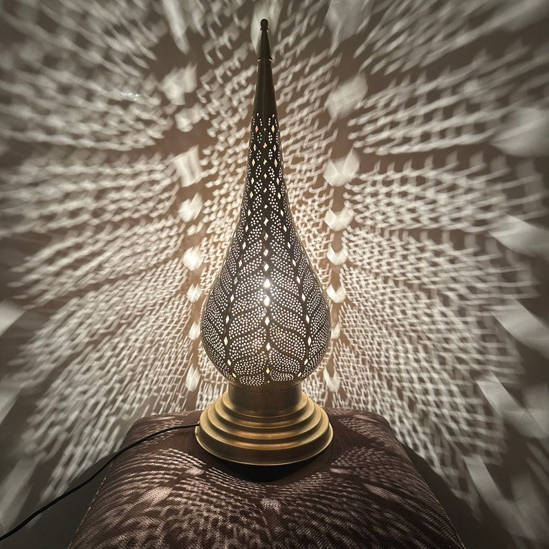 Order by Size : Moroccan Handmade Brass Table Lamp (Buthaina)