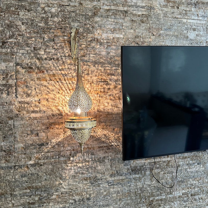 Moroccan handmade sconce brass wall light (Alina)