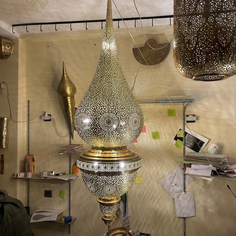 Order by Size : Moroccan Handmade Brass Ceiling Pendant Light (Laytmas)