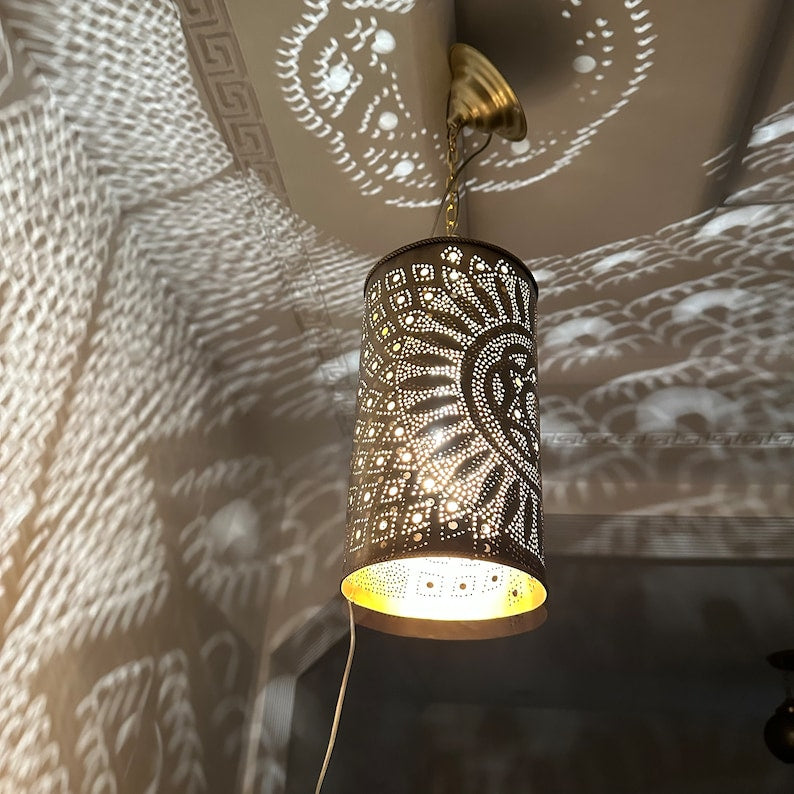 Order by Size : Moroccan Handmade Brass Ceiling Pendant Light (Tadast)