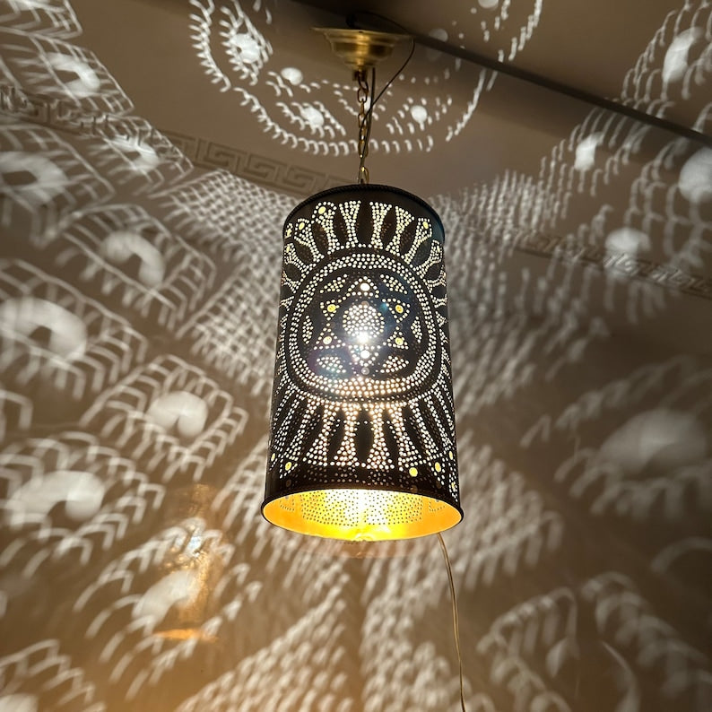 Order by Size : Moroccan Handmade Brass Ceiling Pendant Light (Tadast)