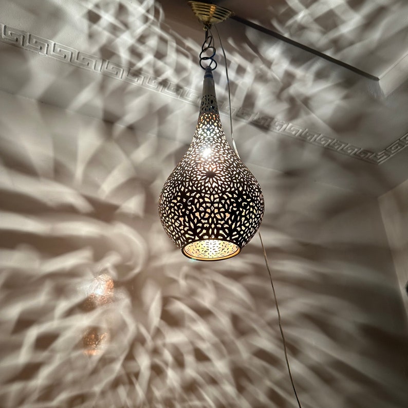 Order by Size : Moroccan Handmade Brass Ceiling Pendant Light (Jawah)