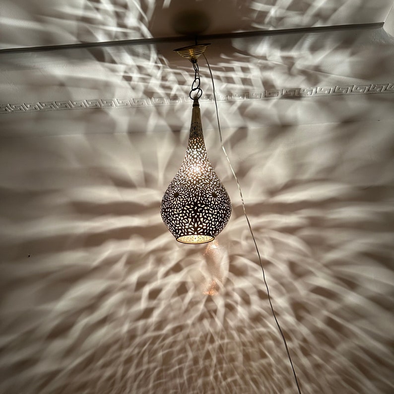 Order by Size : Moroccan Handmade Brass Ceiling Pendant Light (Jawah)