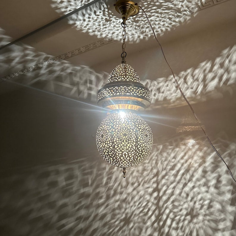 Order by Size : Moroccan Handmade Brass Ceiling Pendant Light (Asra)