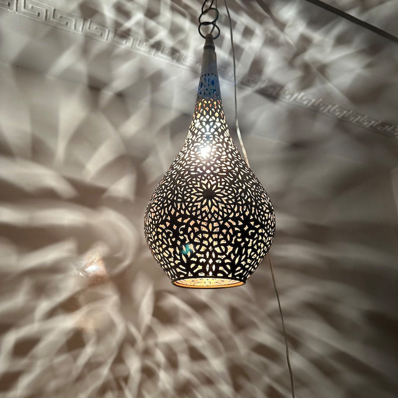 Order by Size : Moroccan Handmade Brass Ceiling Pendant Light (Rabia)