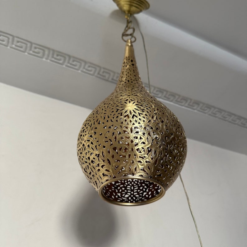 Order by Size : Moroccan Handmade Brass Ceiling Pendant Light (Jawah)