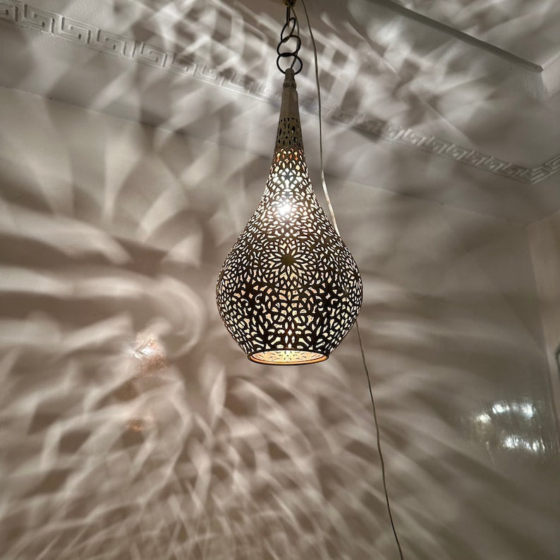 Order by Size : Moroccan Handmade Brass Ceiling Pendant Light (Rabia)