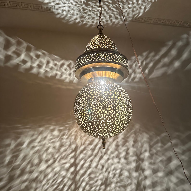 Order by Size : Moroccan Handmade Brass Ceiling Pendant Light (Asra)