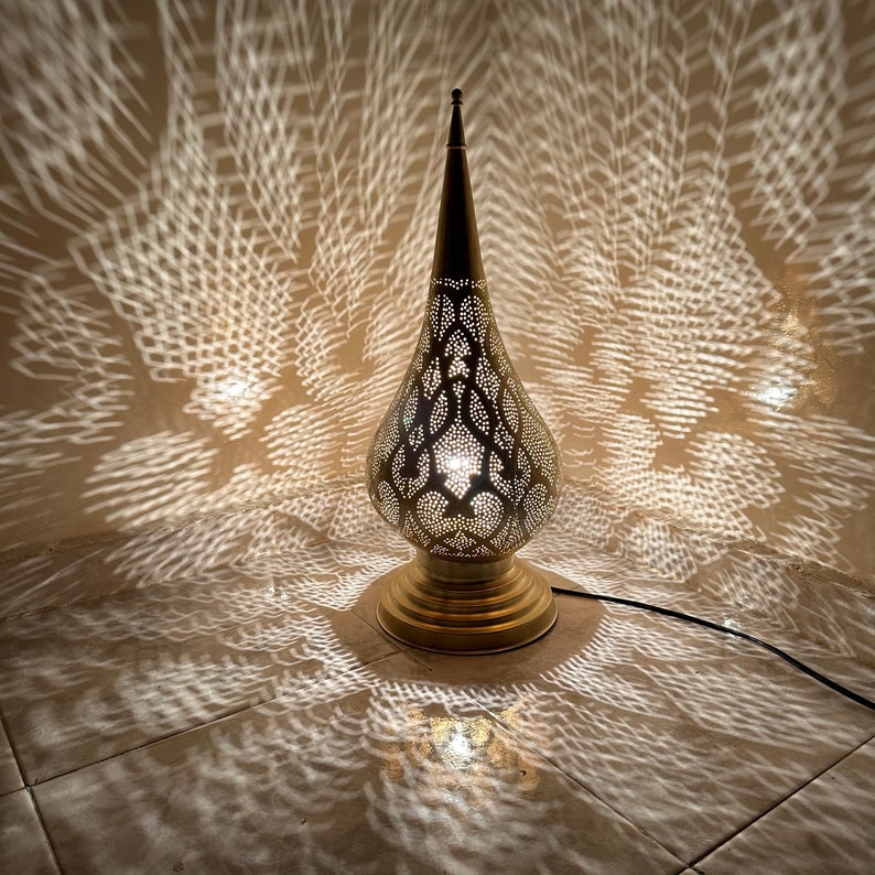 Order by Size : Moroccan Handmade Brass Table Lamp (Ahood)