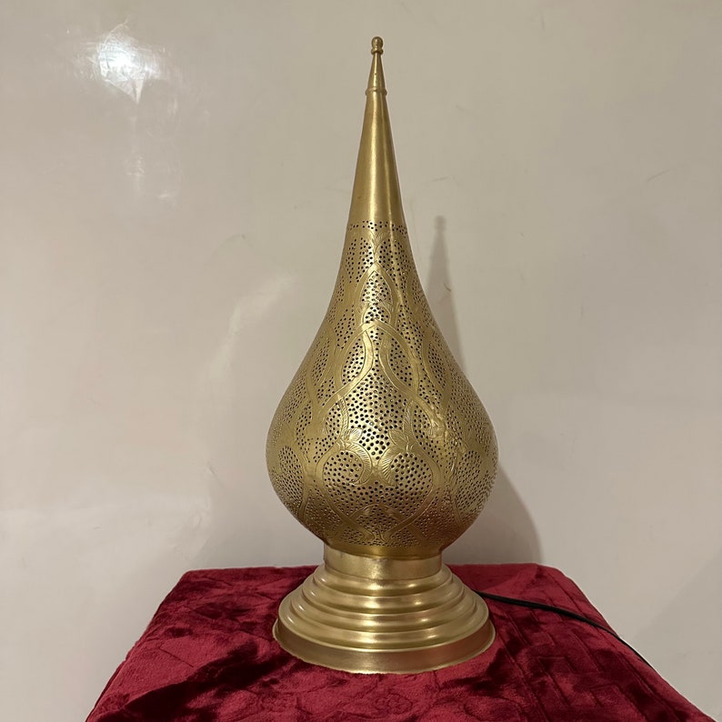 Order by Size : Moroccan Handmade Brass Table Lamp (Ahood)