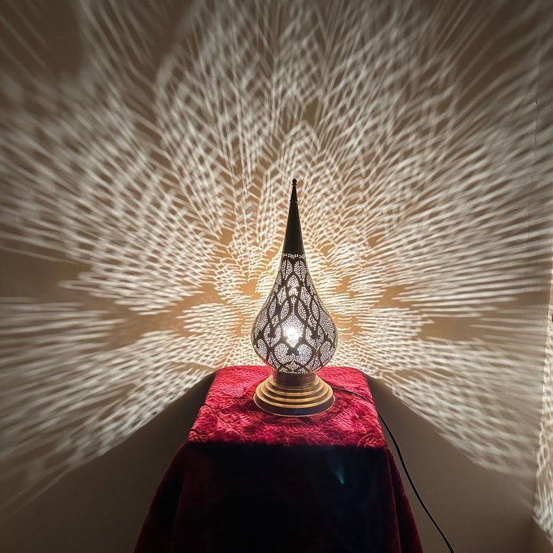 Order by Size : Moroccan Handmade Brass Table Lamp (Ahood)