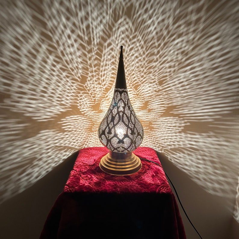 Order by Size : Moroccan Handmade Brass Table Lamp (Ahood)