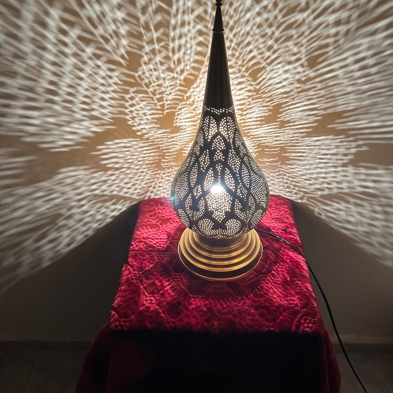 Order by Size : Moroccan Handmade Brass Table Lamp (Ahood)