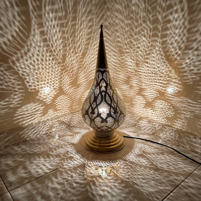 Order by Size : Moroccan Handmade Brass Table Lamp (Ahood)