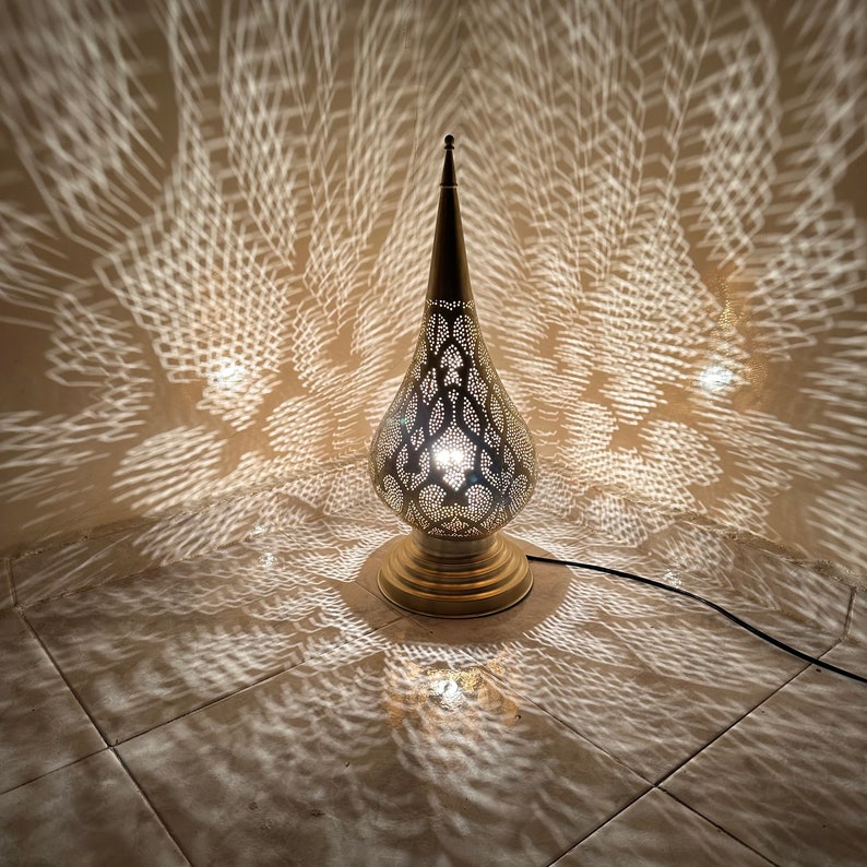 Order by Size : Moroccan Handmade Brass Table Lamp (Ahood)
