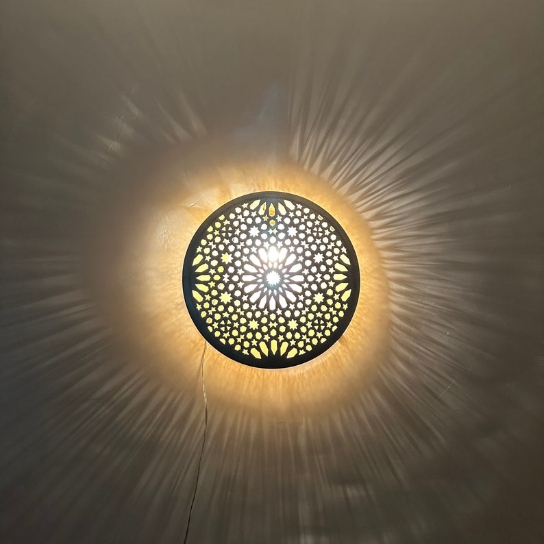 Order by Size : Moroccan handmade brass round wall light lamp (Azemor)