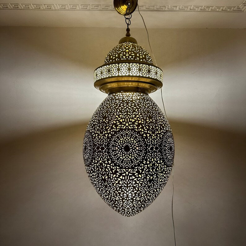 Moroccan Handmade Brass Ceiling Pendant Light (Amehis)