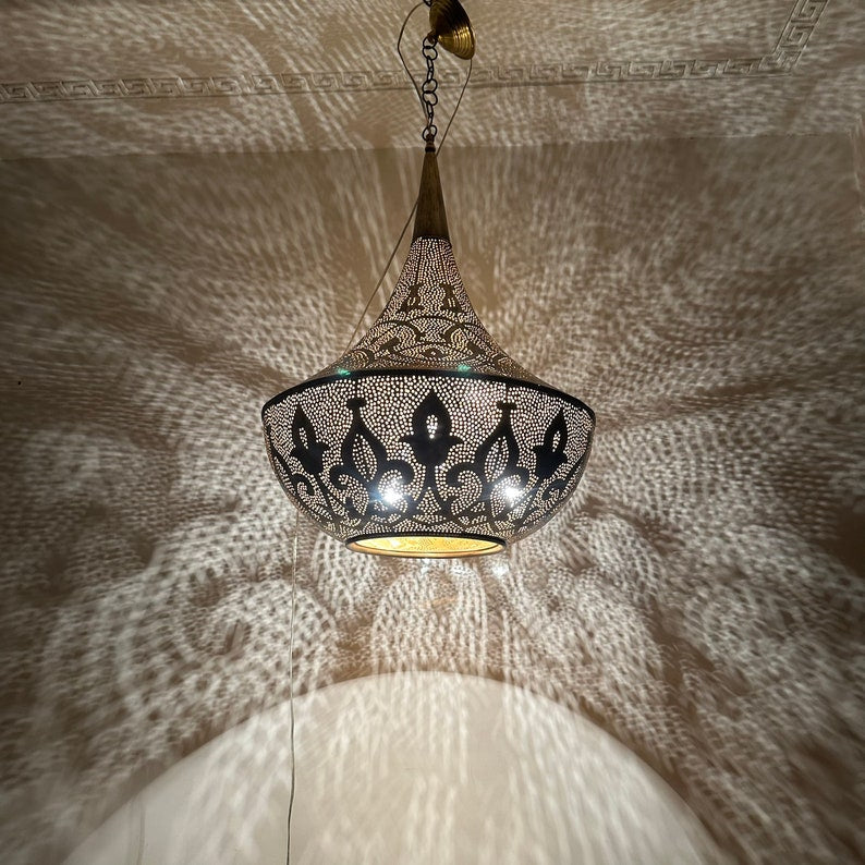 Order by Size : Moroccan Handmade Brass Ceiling Pendant Light (Raneem)
