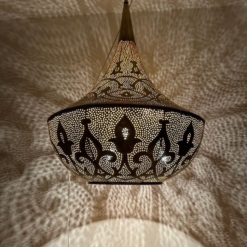Order by Size : Moroccan Handmade Brass Ceiling Pendant Light (Raneem)