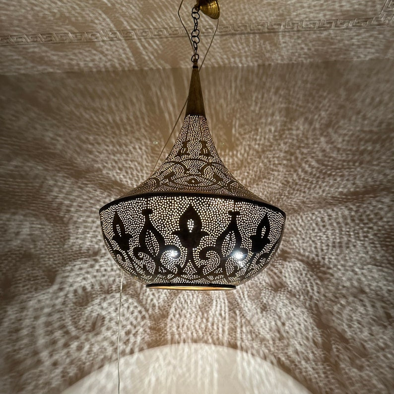 Order by Size : Moroccan Handmade Brass Ceiling Pendant Light (Raneem)
