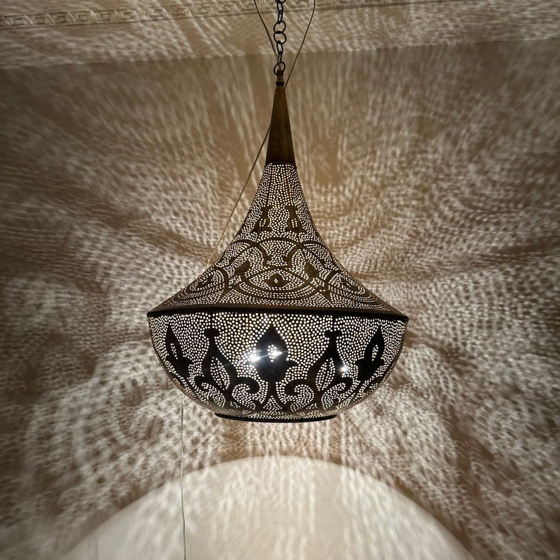 Order by Size : Moroccan Handmade Brass Ceiling Pendant Light (Raneem)