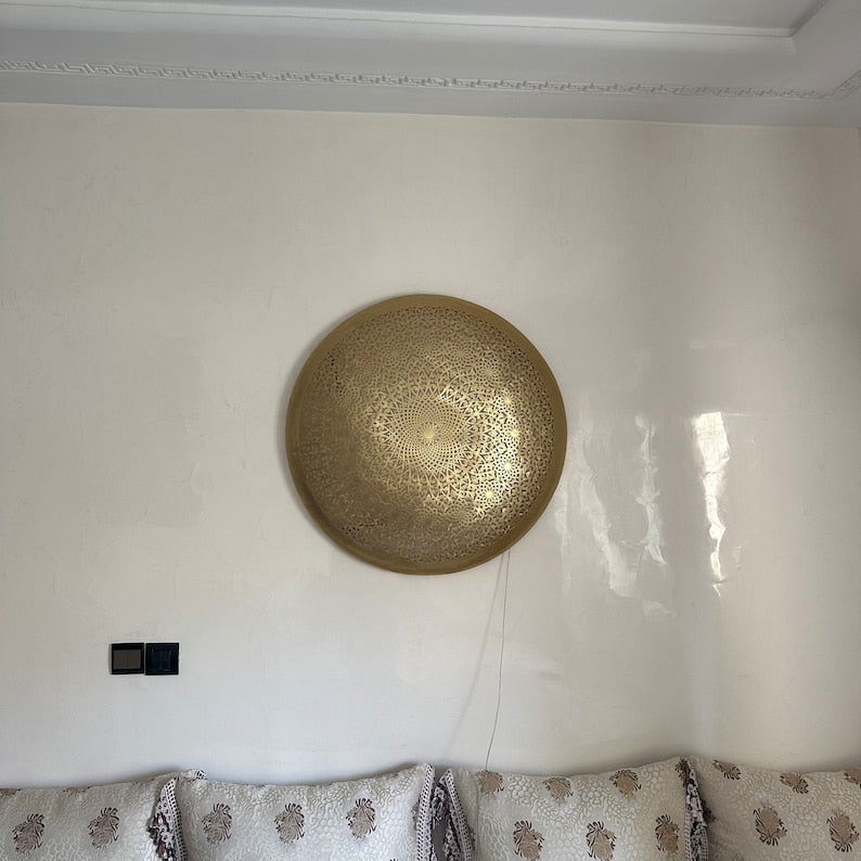 Order by Size : Moroccan handmade brass round wall light lamp ( Taourirt)