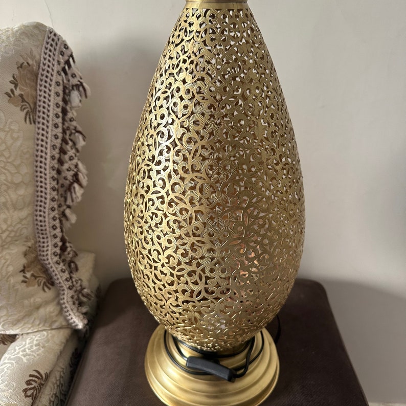 Order by Size : Moroccan Handmade Brass Table Lamp (Layan)
