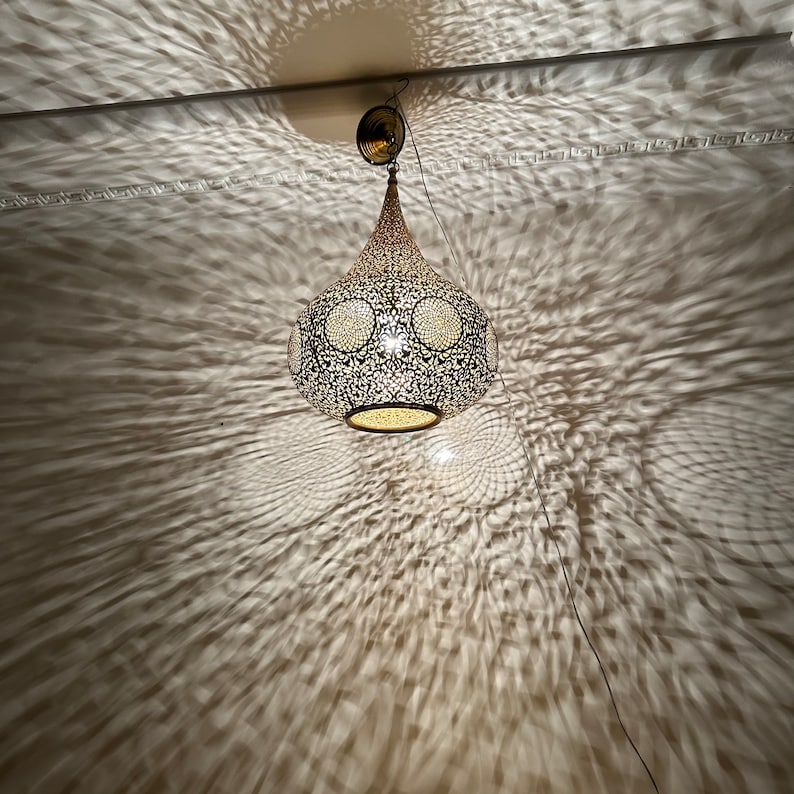 Order by Size : Moroccan Handmade Brass Ceiling Pendant Light (Nuha)