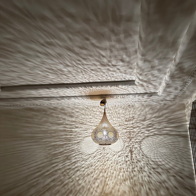 Order by Size : Moroccan Handmade Brass Ceiling Pendant Light (Asra)