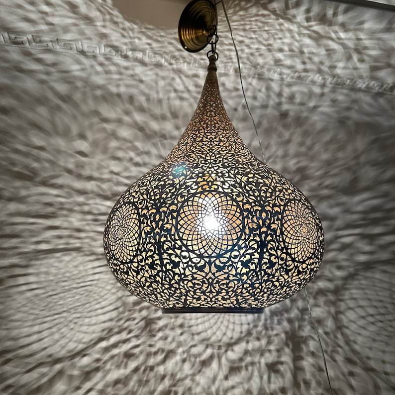 Order by Size : Moroccan Handmade Brass Ceiling Pendant Light (Nuha)