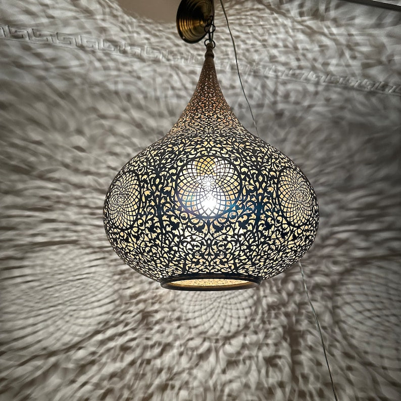 Order by Size : Moroccan Handmade Brass Ceiling Pendant Light (Nuha)