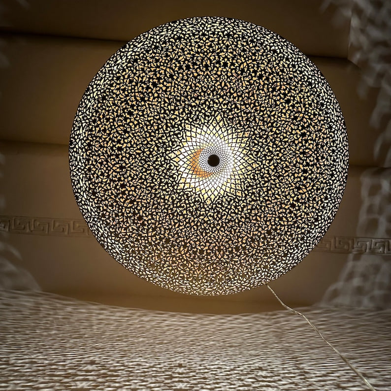 Order by Size : Moroccan Handmade Brass Ceiling Pendant Light (Shifa)