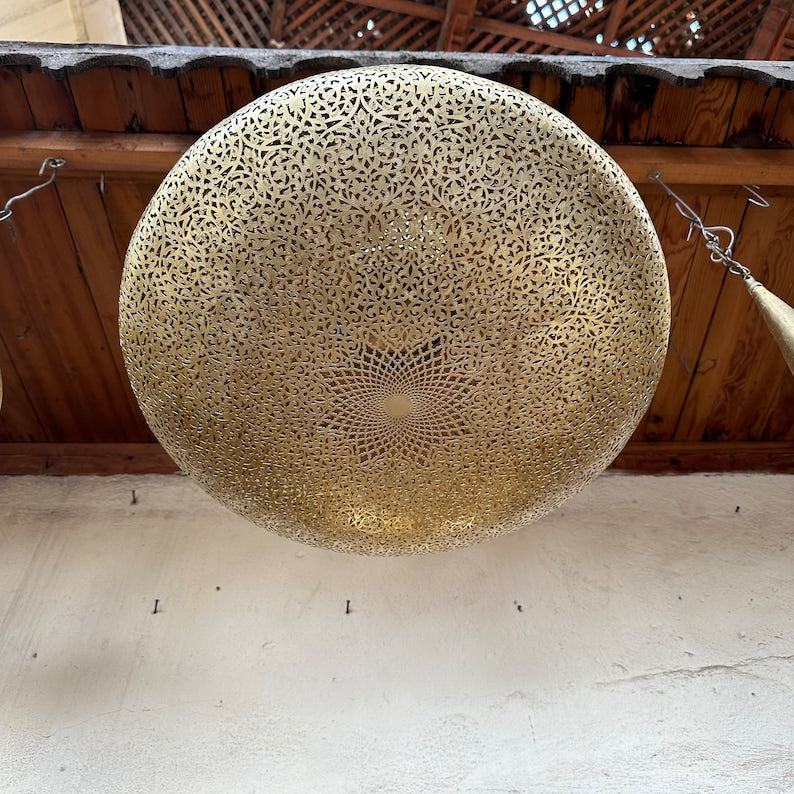 Order by Size : Moroccan Handmade Brass Ceiling Pendant Light (Shifa)