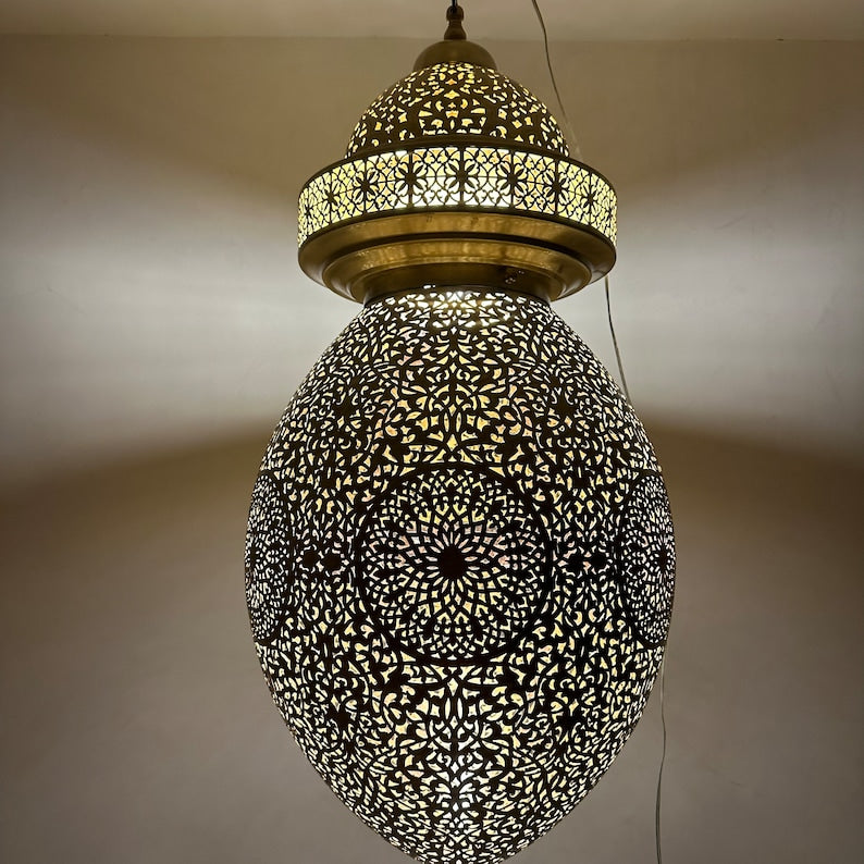 Moroccan Handmade Brass Ceiling Pendant Light (Amehis)