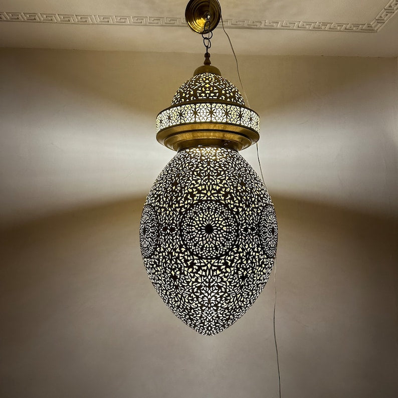Moroccan Handmade Brass Ceiling Pendant Light (Amehis)