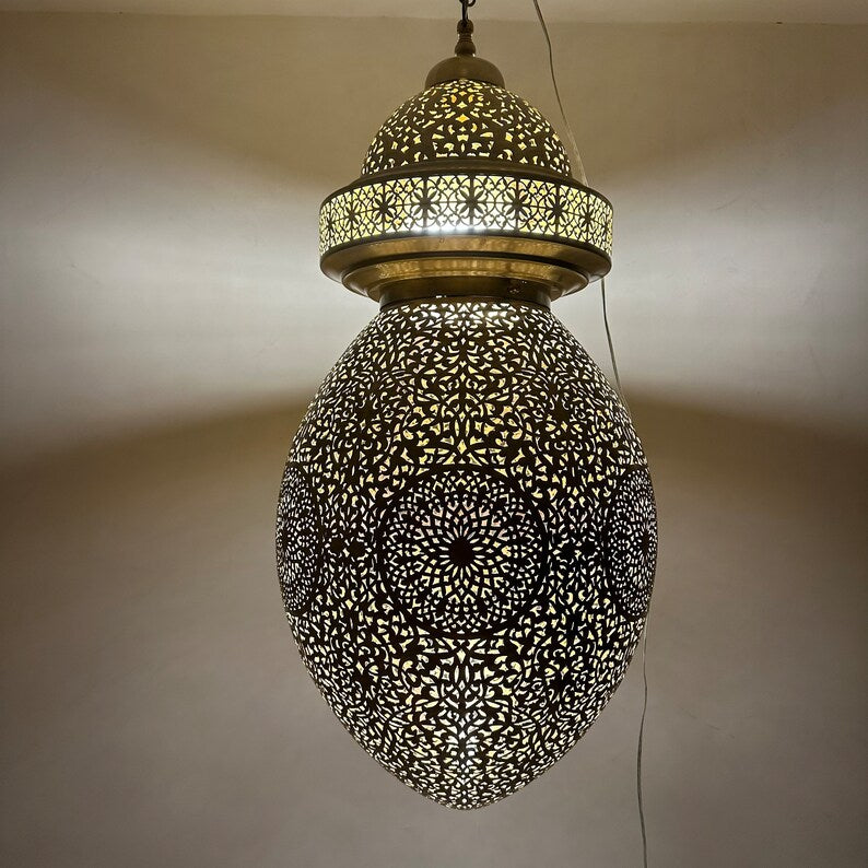 Moroccan Handmade Brass Ceiling Pendant Light (Amehis)