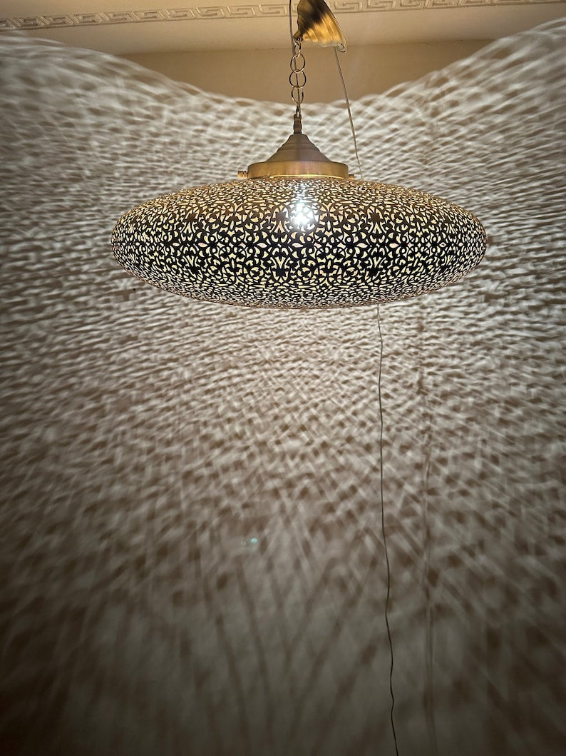 Order by Size : Moroccan Handmade Brass Ceiling Pendant Light (Shifa)
