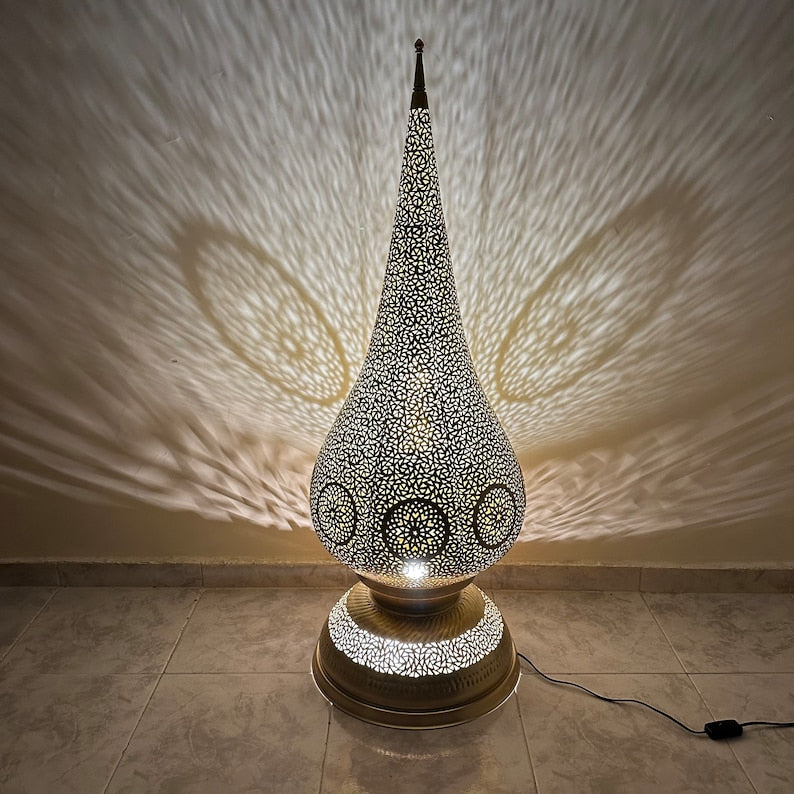 Order by Size : Moroccan Handmade Brass Table Lamp (ghazala)