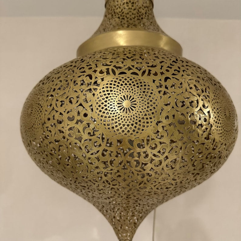 Moroccan Handmade Brass Ceiling Pendant Light (Afara)
