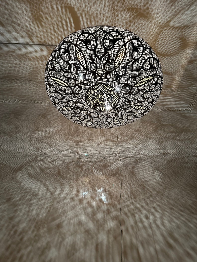 Order by Size : Moroccan Handmade Brass Ceiling Pendant Light (Rayhana)