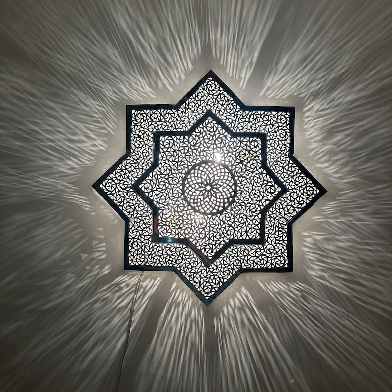 Order by Size : Moroccan handmade brass round wall light lamp ( OUEJDA)