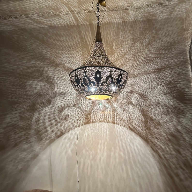 Order by Size : Moroccan Handmade Brass Ceiling Pendant Light (Raneem)